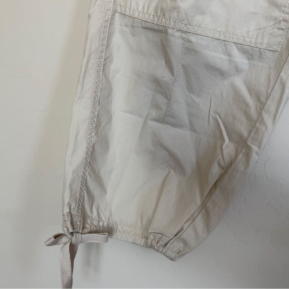 Anthropologie Utility Cargo Pants Size 26 | Beige Cropped Drawstring Hem - Picture 3 of 9